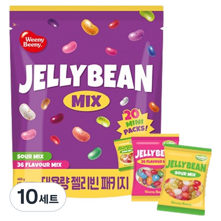 위니비니 대용량 젤리빈 36 플레이버 20g x 10p + 사우어 믹스 20g x 10p 세트, 10세트