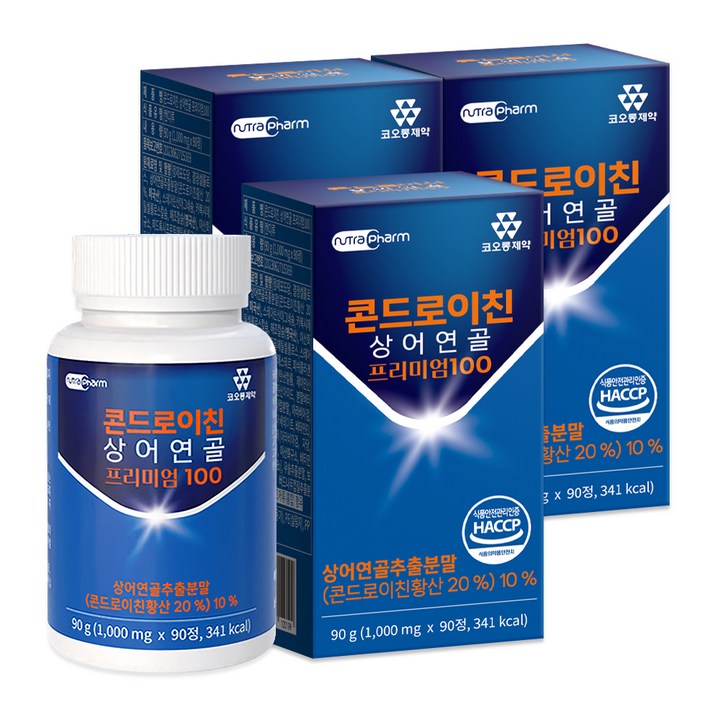 코오롱제약 콘드로이친 상어연골 프리미엄 100, 90정, 3개
