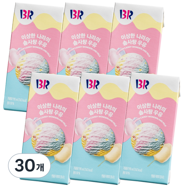 배스킨라빈스 이상한 나라의 솜사탕 우유, 190ml, 30개