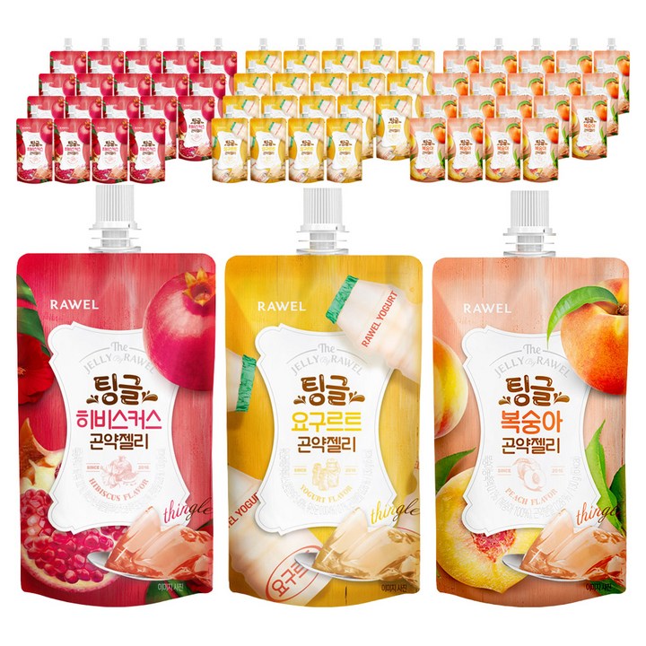 로엘 팅글 곤약젤리 3종 10팩 총 30팩 요구르트맛 1박스 + 복숭아맛 1박스 + 히비스커스맛 1박스, 2세트
