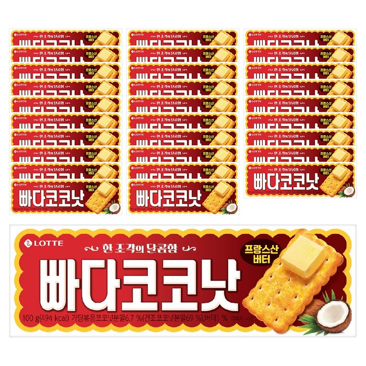롯데웰푸드 빠다코코낫 단품, 100g, 40개