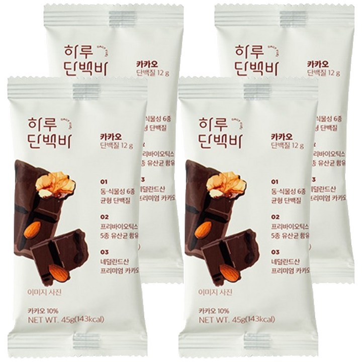 프로틴방앗간 카카오 하루 단백질바, 45g, 4개
