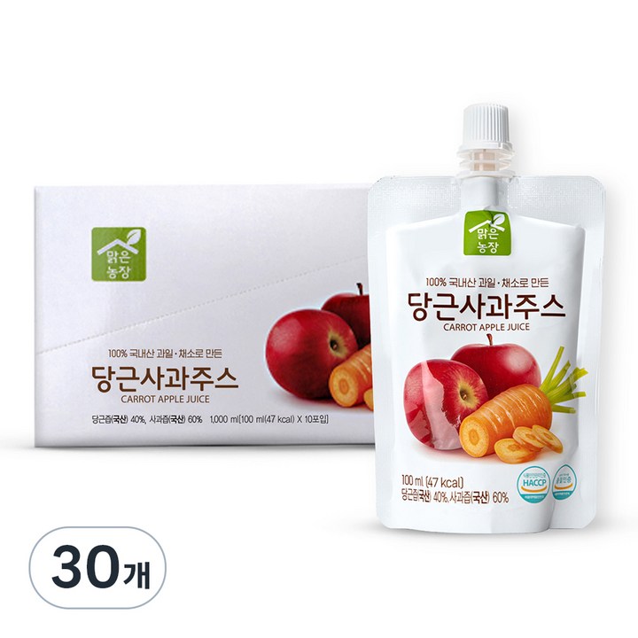 맑은농장 당근사과주스, 100ml, 30개