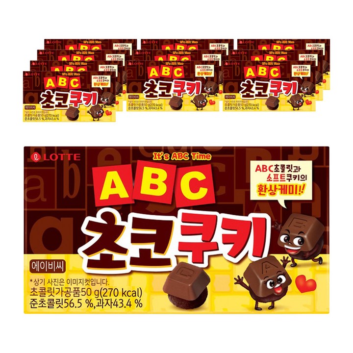 롯데웰푸드 ABC 초코쿠키, 50g, 12개