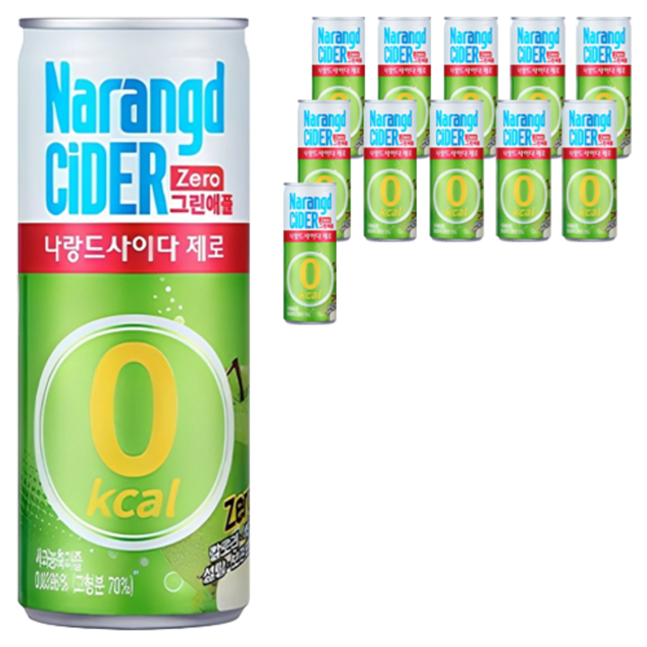 나랑드사이다 제로 그린애플, 245ml, 12개