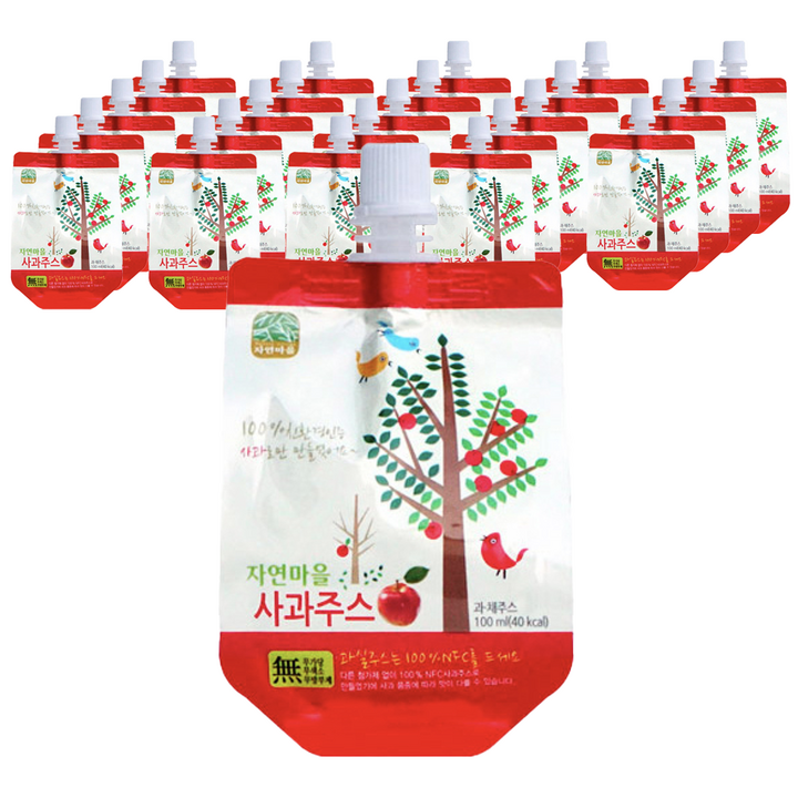 자연마을 착즙 사과주스, 100ml, 30개