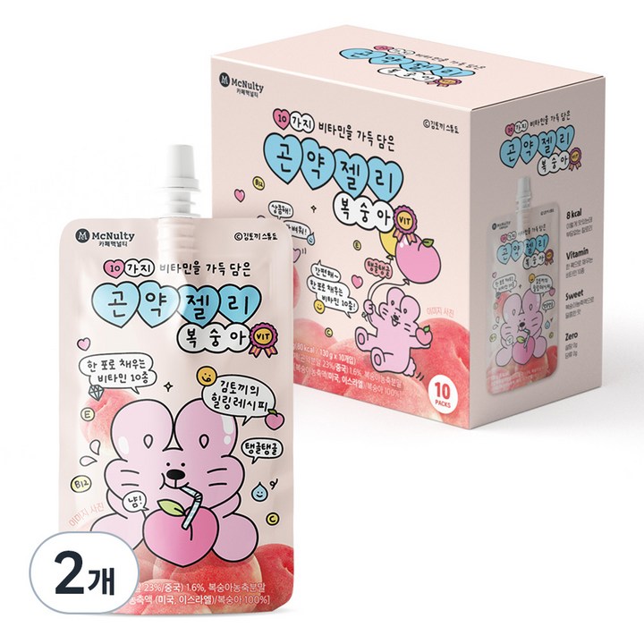 맥널티커피 10가지 비타민을 가득 담은 곤약젤리 복숭아 10개입, 1.3kg, 2개