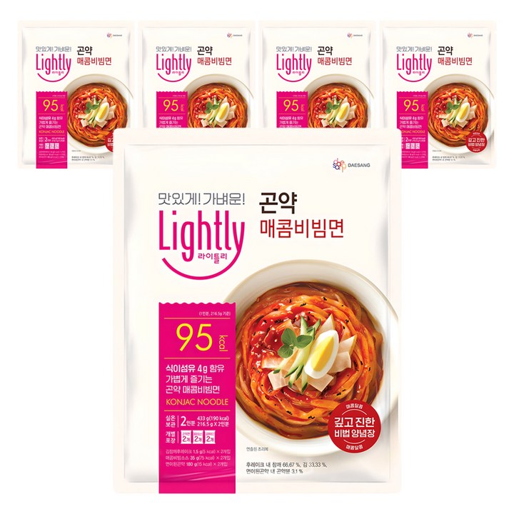 라이틀리 곤약 매콤비빔면 2인분, 433g, 5개