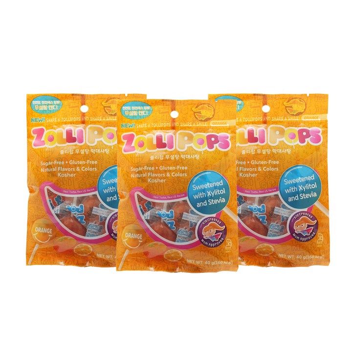 졸리팝 막대사탕 오렌지맛, 40g, 3개