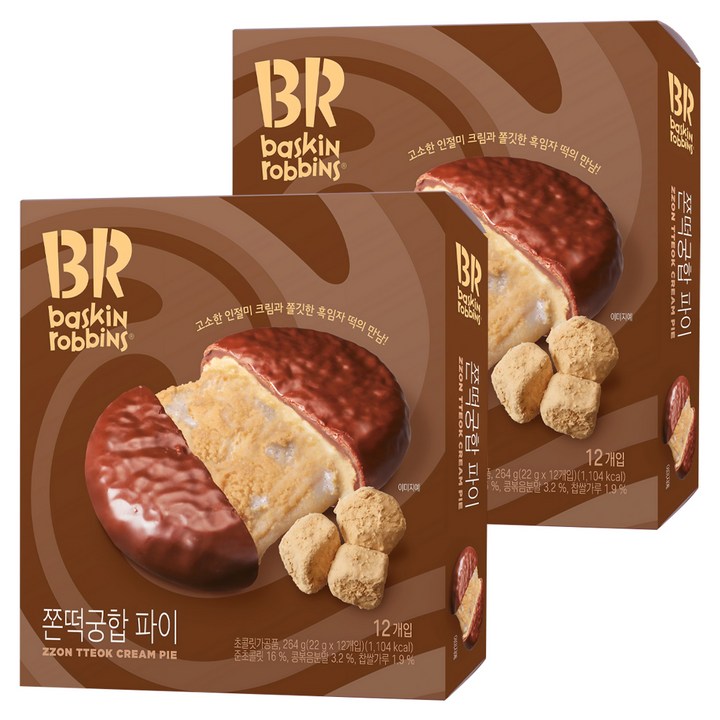 배스킨라빈스 쫀떡궁합 파이, 264g, 2개