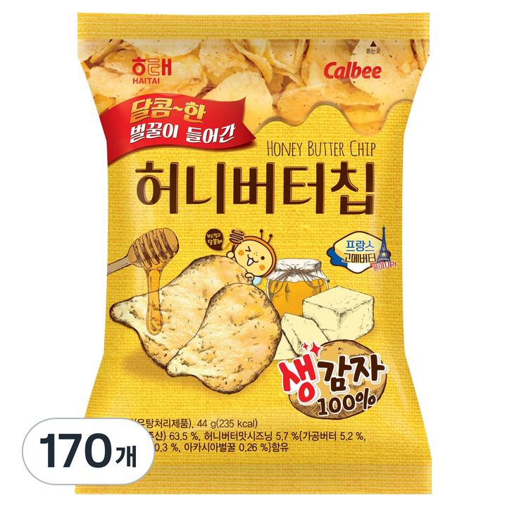 해태제과 허니버터칩, 44g, 170개