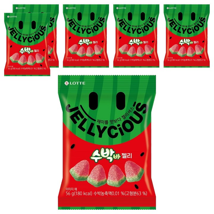롯데웰푸드 젤리셔스 수박바, 56g, 6개