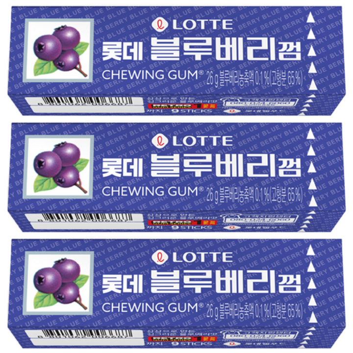 롯데 블루베리껌, 3개, 26g