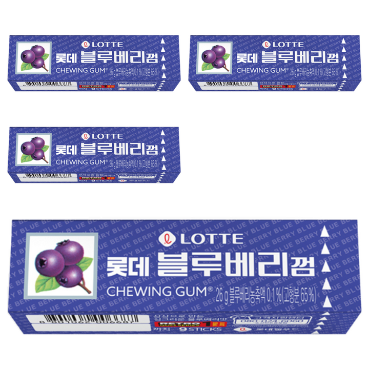 롯데 블루베리껌, 4개, 26g