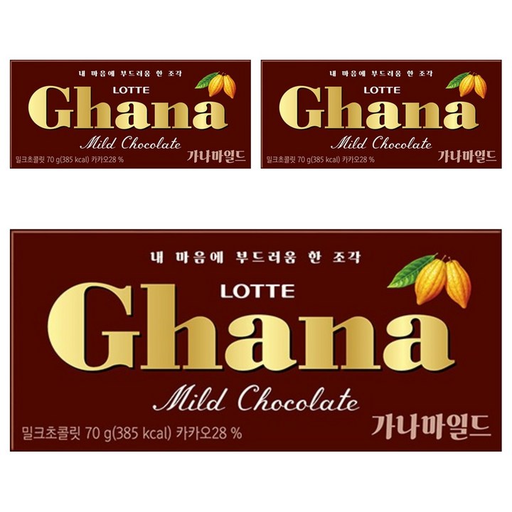 가나 마일드 초콜릿, 70g, 3개