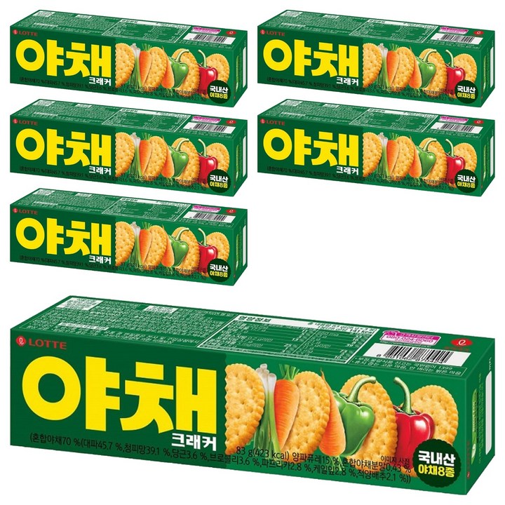 롯데웰푸드 야채 크래커 과자, 83g, 6개