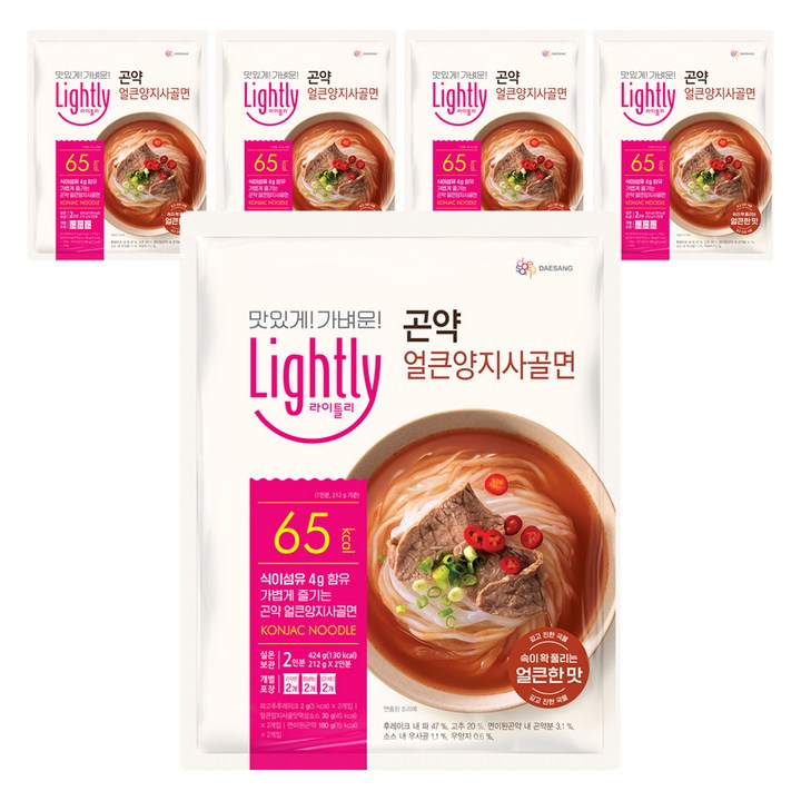 라이틀리 곤약 얼큰양지사골면 2인분, 424g, 5개