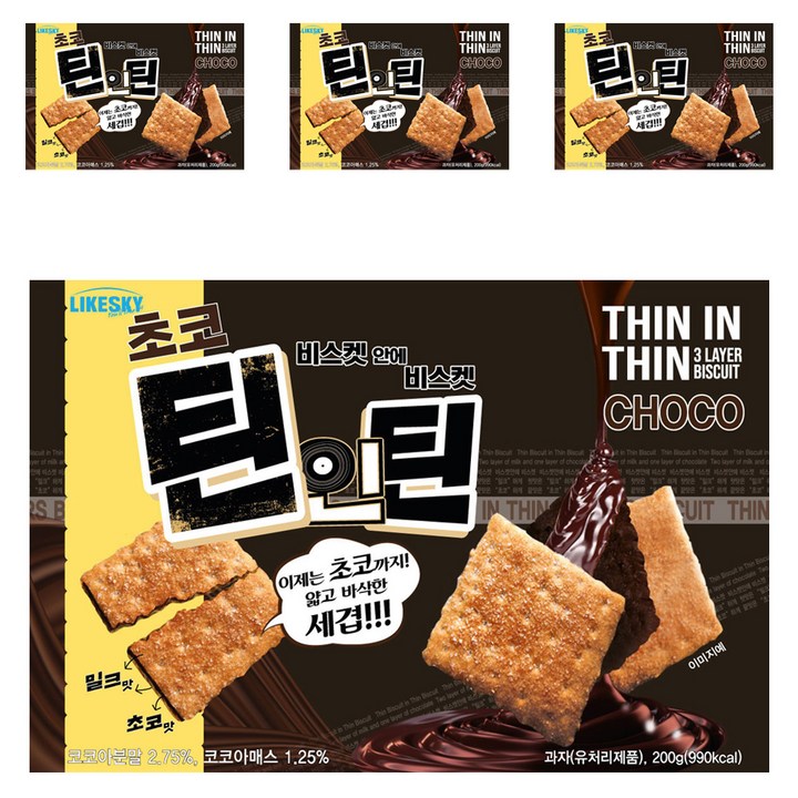 하늘처럼 초코 틴인틴, 200g, 4개