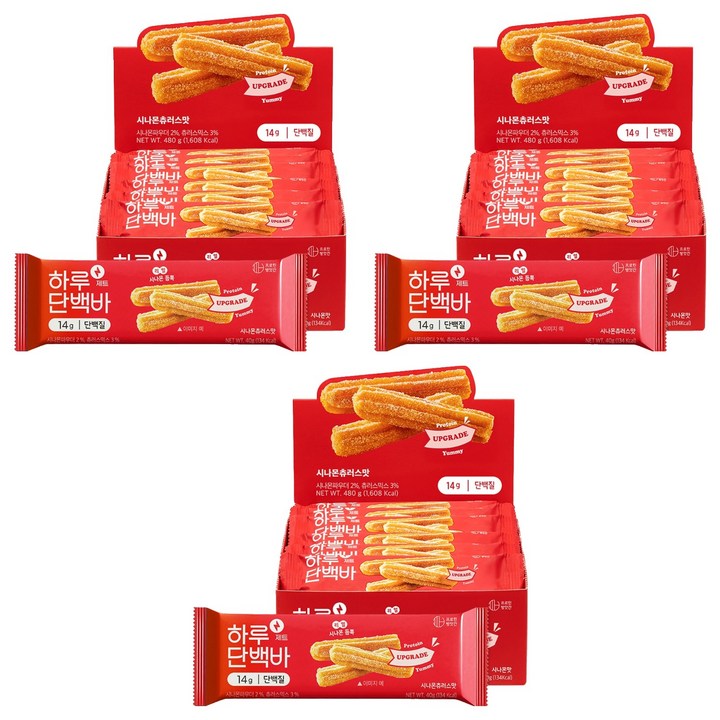 프로틴방앗간 하루단백바 제트 시나몬츄러스맛, 40g, 36개