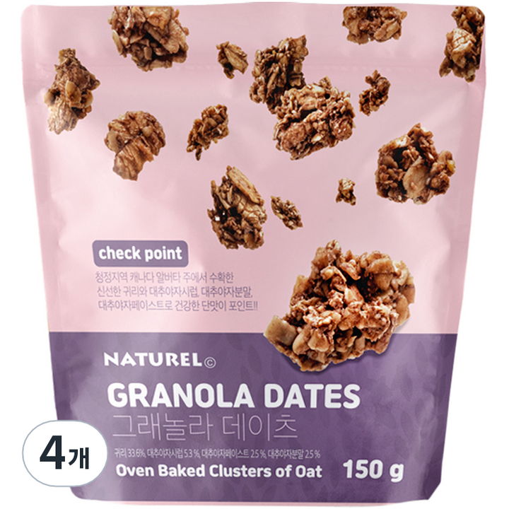 나뚜렐 그래놀라 데이츠 청크타입, 150g, 4개