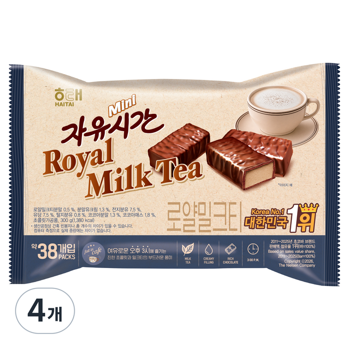 자유시간 미니 로얄밀크티맛, 300g, 4개