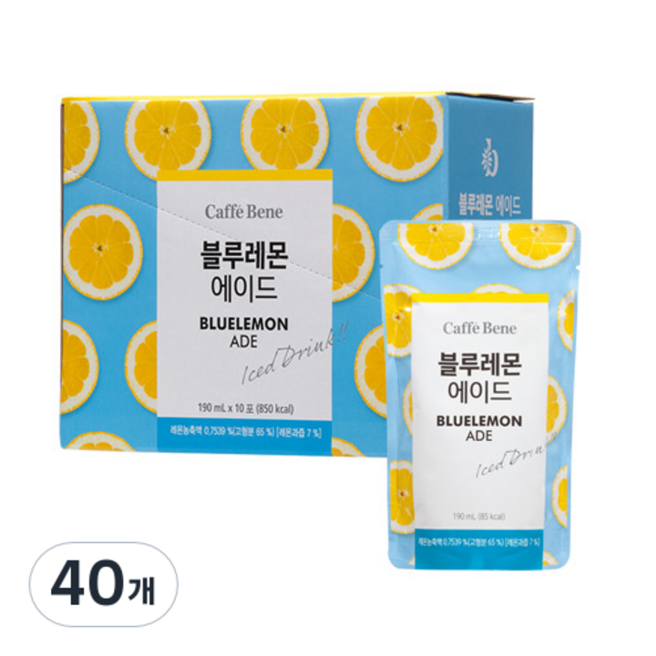 카페베네 블루레몬에이드, 190ml, 40개