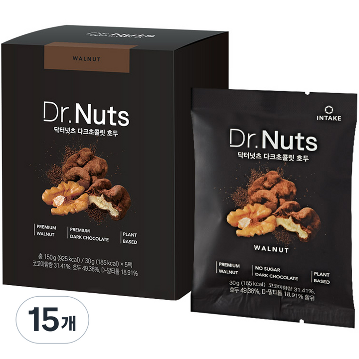 인테이크 닥터넛츠 다크초콜릿 호두, 150g, 15개