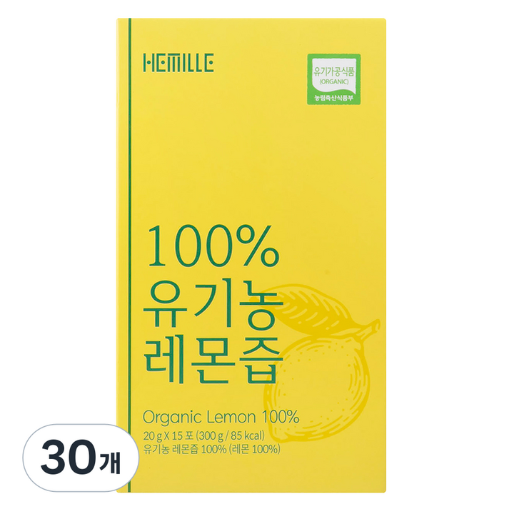 헤밀레 스페인산 유기농 NFC 레몬즙 원액, 20g, 30개