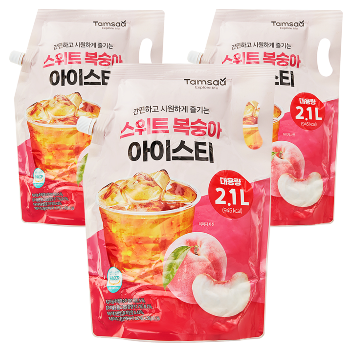 탐사 스위트 복숭아 아이스티, 2.1L, 3개