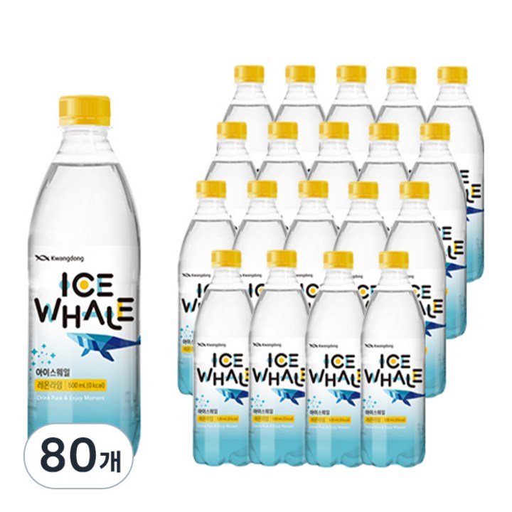 광동 아이스웨일 레몬라임 제로 탄산, 80개, 500ml