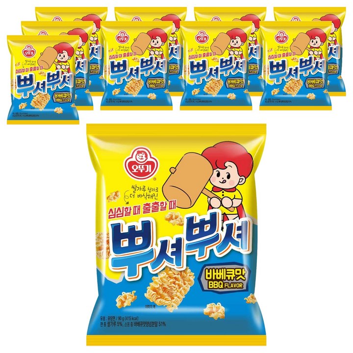 오뚜기 뿌셔뿌셔 바베큐맛, 90g, 10개