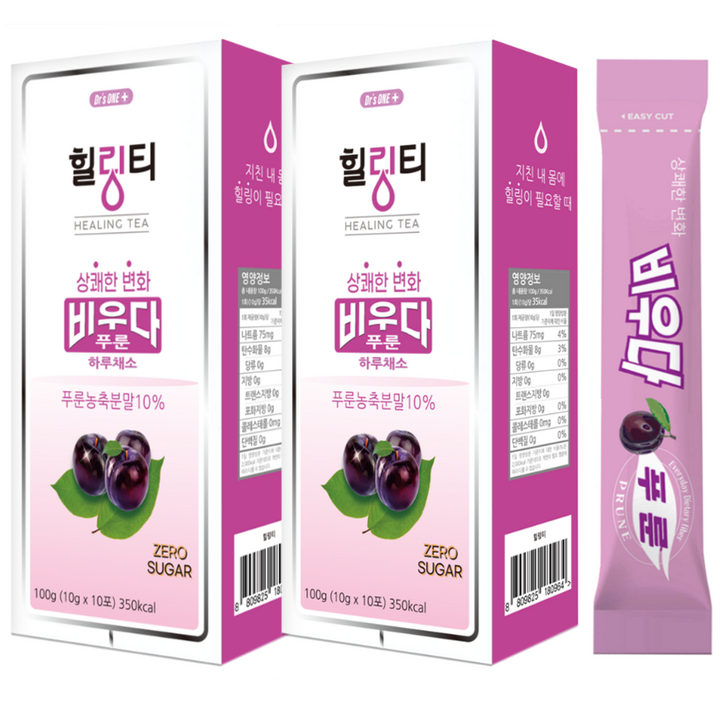 닥터스원 힐링티 상쾌한 변화 비우다 푸룬 하루채소 푸룬주스 농축분말 ZERO SUGAR, 10g, 20개