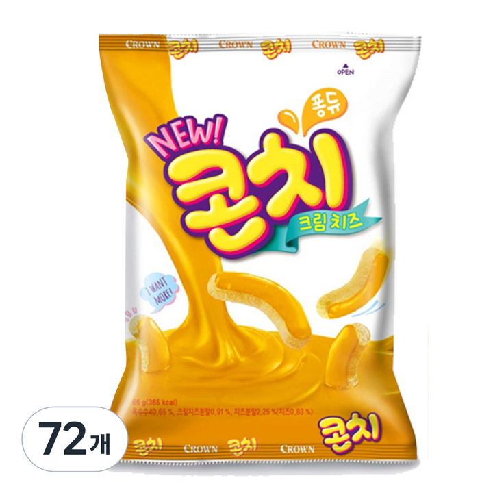 크라운 콘치 크림치즈 과자, 66g, 72개