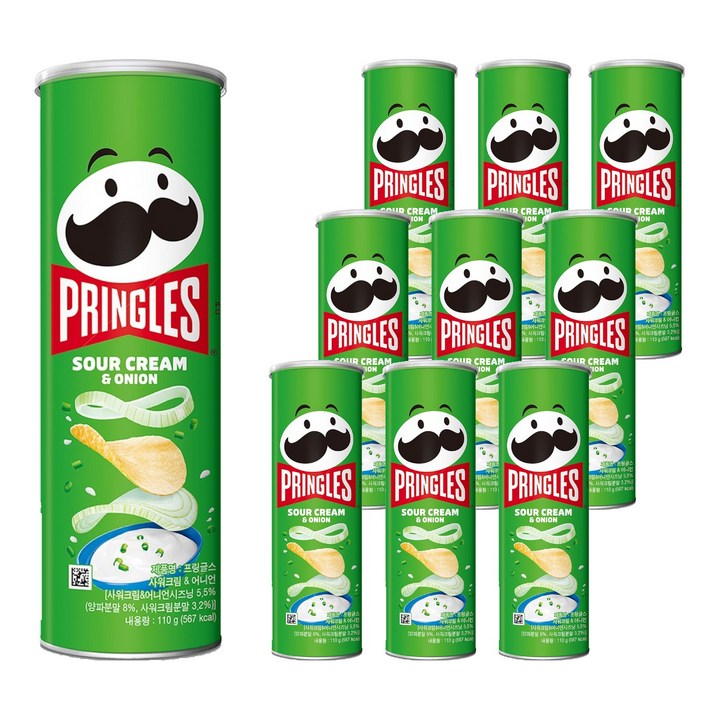 프링글스 사워크림 앤 어니언, 110g, 10개