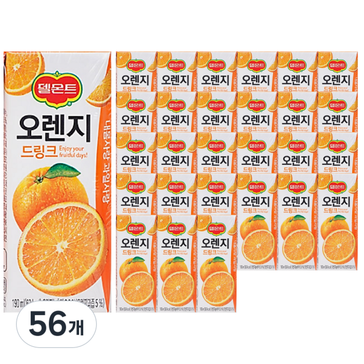 [안녕골목마켓] 델몬트 드링크 오렌지, 190ml, 56개