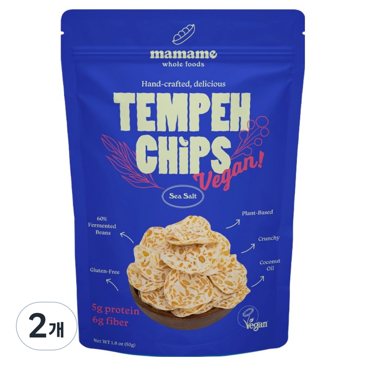 마마메 템페 칩스 씨솔트맛, 2개, 50g