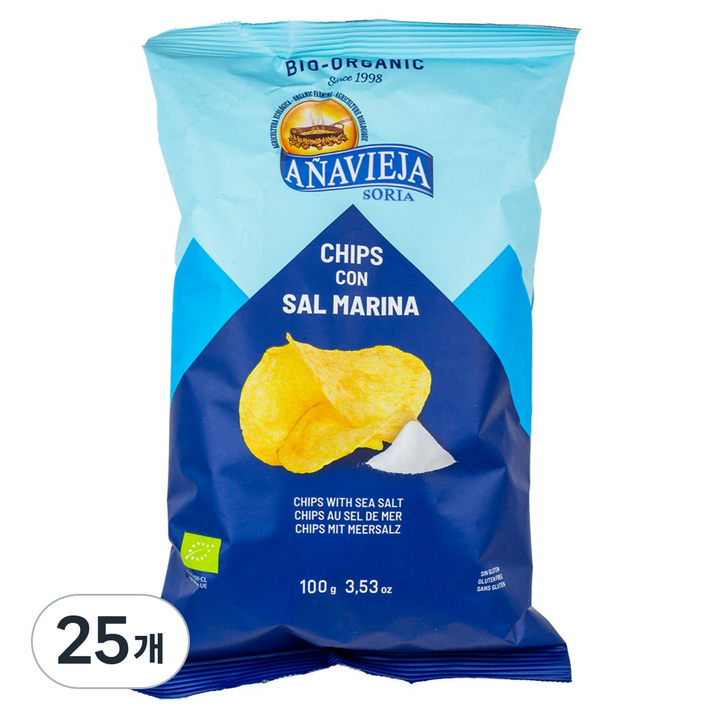 아냐비에하 오가닉 씨쏠트 포테이토칩, 100g, 25개