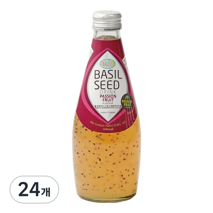 웰 바질시드 드링크 패션푸르트향, 24개, 290ml