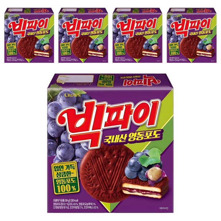 빅파이 영동포도 과자, 324g, 5개