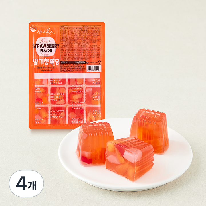 샐러드미인 딸기향 푸딩, 1kg, 4개, 1개입