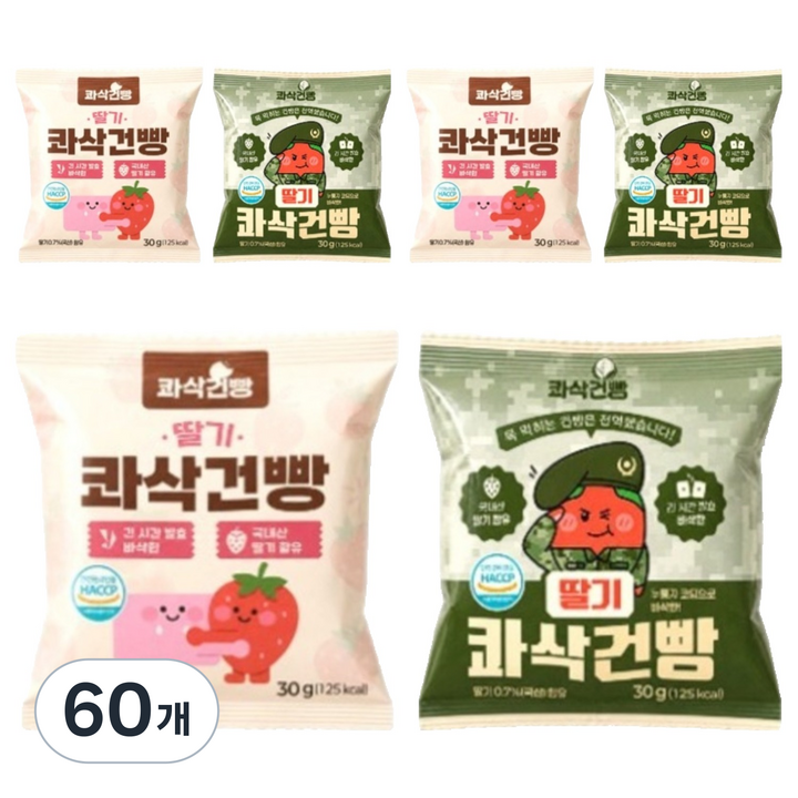 정든식품 딸기 바삭한 콰삭건빵, 30g, 60개