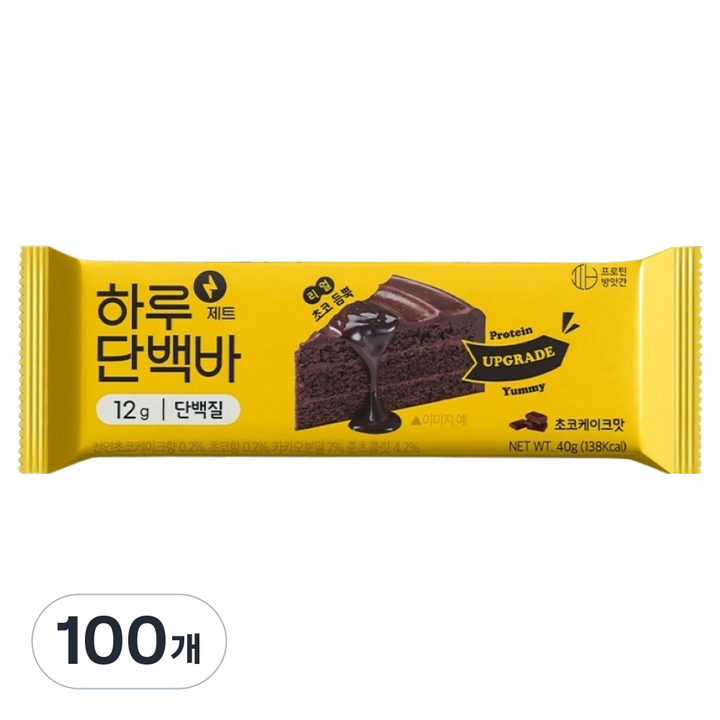 프로틴방앗간 하루단백바 제트 초코케이크맛, 40g, 100개