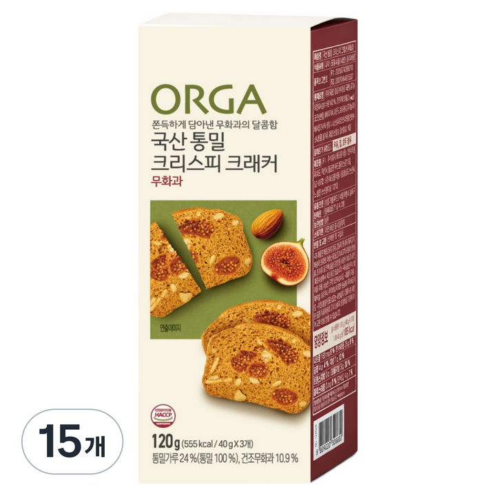 올가홀푸드 통밀 크리스피 크래커 무화과, 120g, 15개