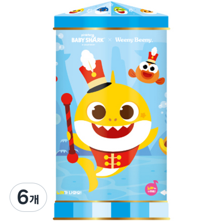 위니비니 핑크퐁 아기상어 뮤지컬틴 블루, 240g, 6개