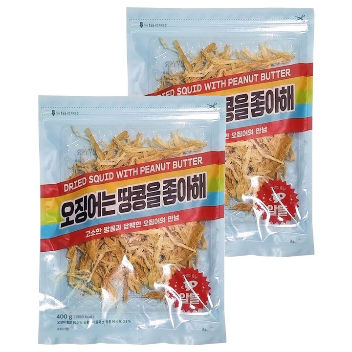 정화식품 오징어는 땅콩을 좋아해 간식, 400g, 2개