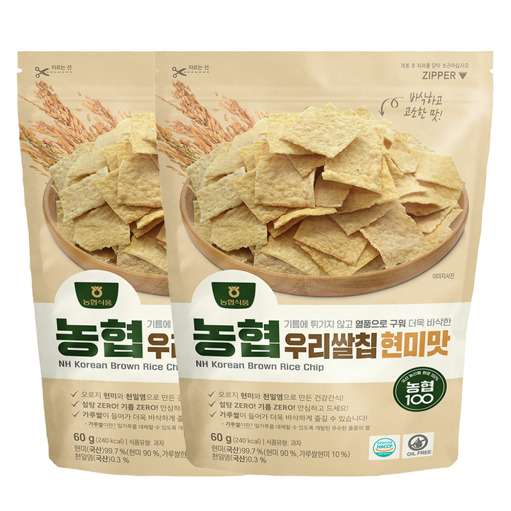 농협식품 우리쌀칩 현미맛, 60g, 2개
