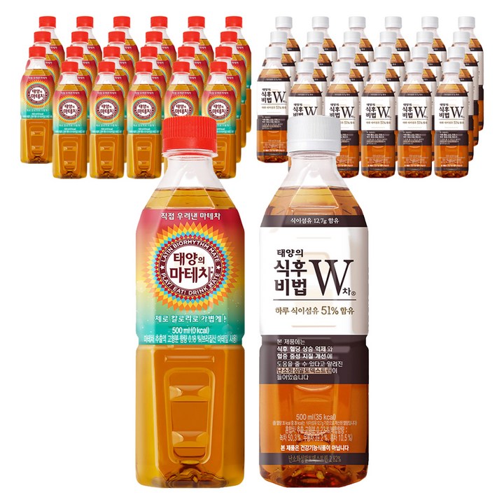 코카콜라 태양의마테차 24p + 태양의 식후비법 W차 24p, 500ml, 1세트