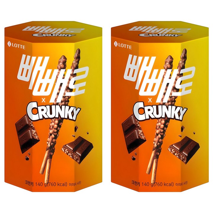 빼빼로 크런키, 140g, 2개
