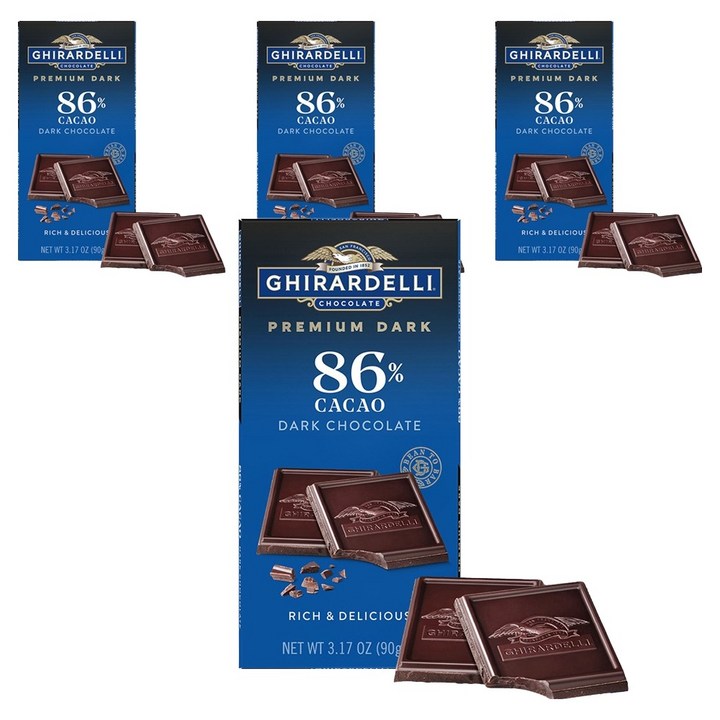 기라델리 프리미엄 다크 카카오 86%, 90g, 4개