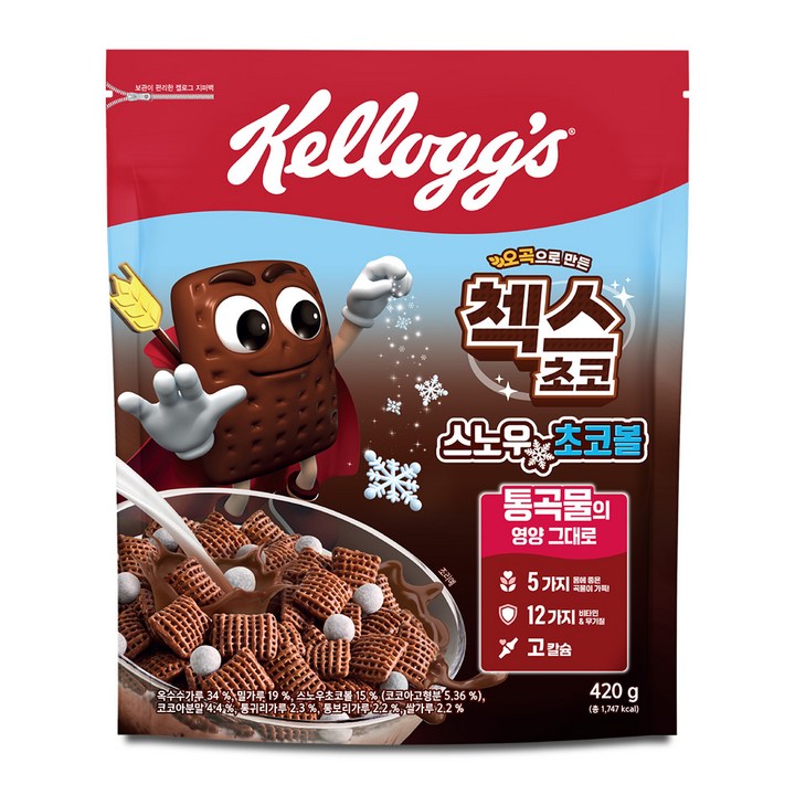 첵스초코 오곡으로 만든 스노우초코볼 시리얼, 420g, 1개
